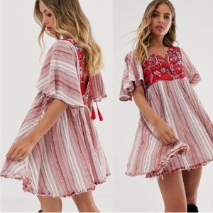 Free People Under the Sun Tunic Dress Red Medium